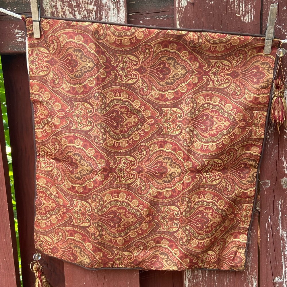 Red and Gold Paisley Pillow Cover